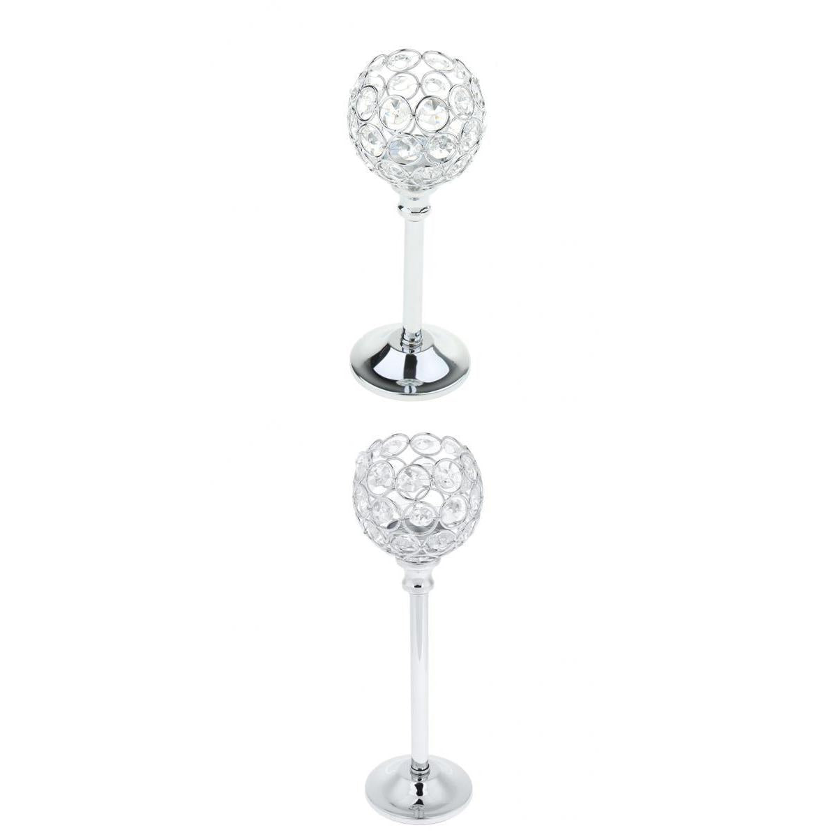 2x Mosaic Crystal Candle Holder Tealight Stand Candelabra Candlestick Silver