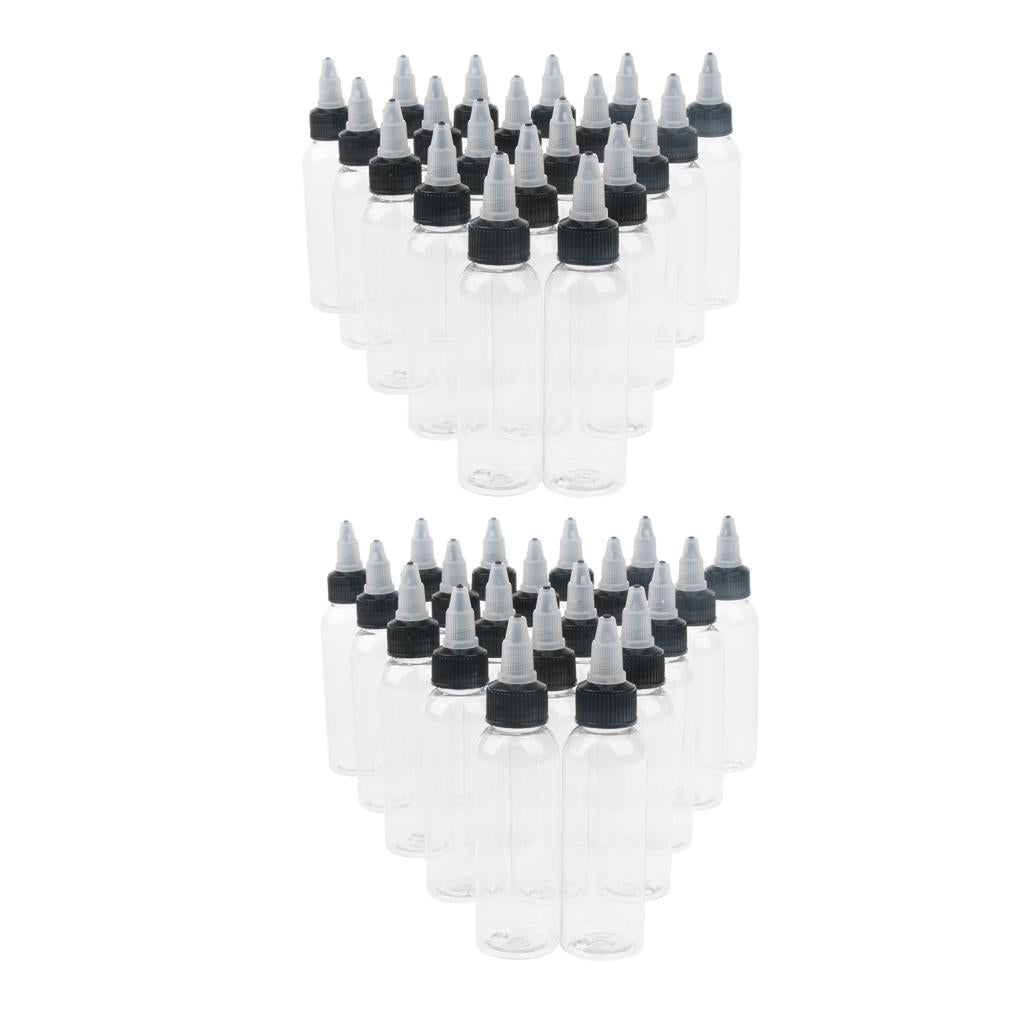 40 Pieces PET Plastic 60ml 30ml Squeeze Bottles w/ Twist Caps for Crafts