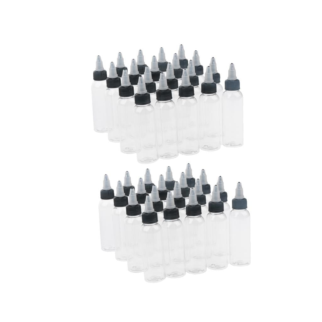 40 Pieces PET Plastic 60ml 30ml Squeeze Bottles w/ Twist Caps for Crafts