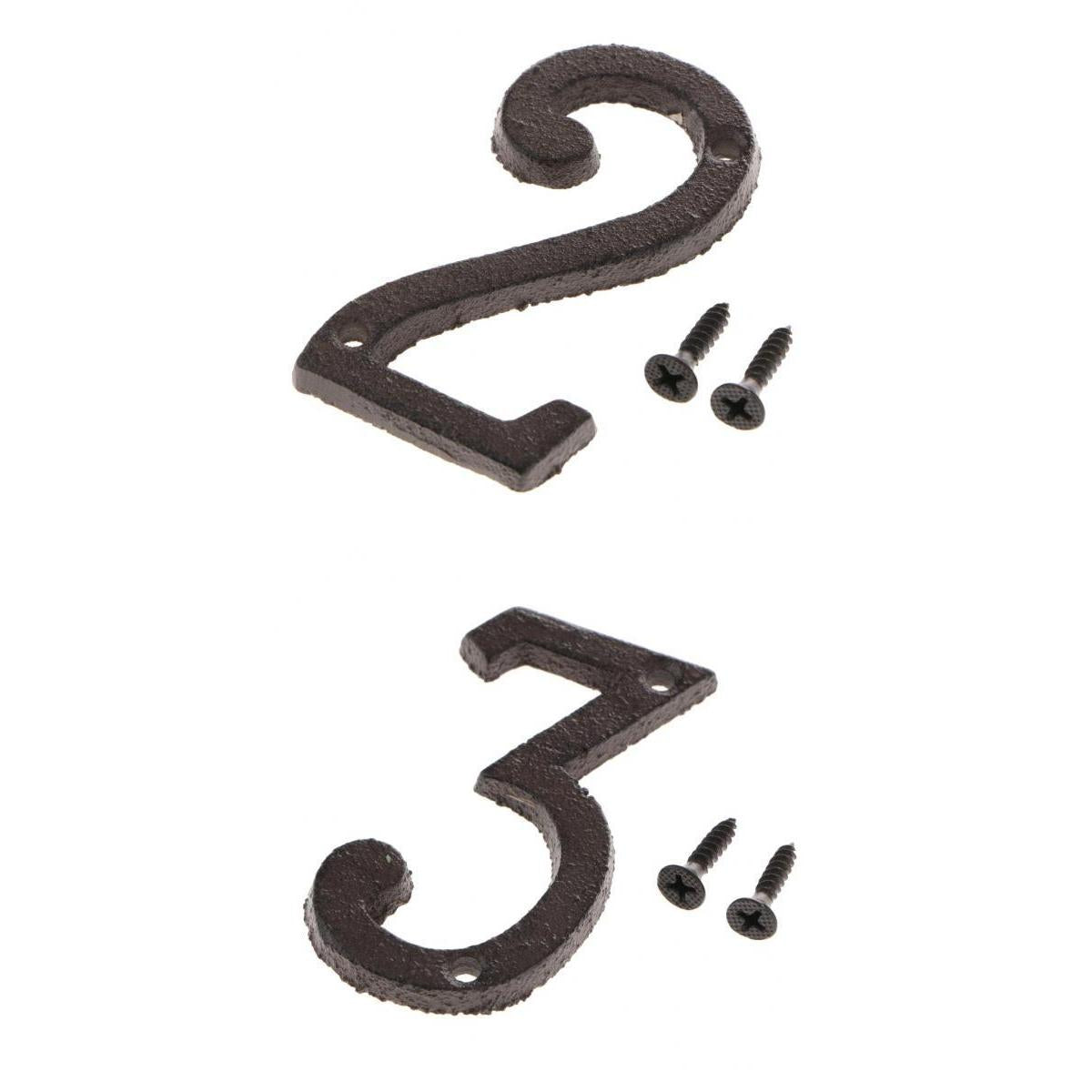 2x Wrought Iron Antique House Door Number Sign Plaque DIY Digit Numbers 2 3