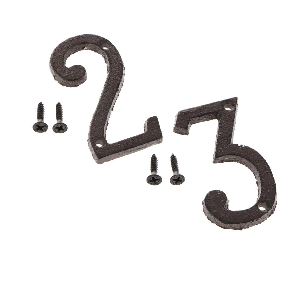 2x Wrought Iron Antique House Door Number Sign Plaque DIY Digit Numbers 2 3