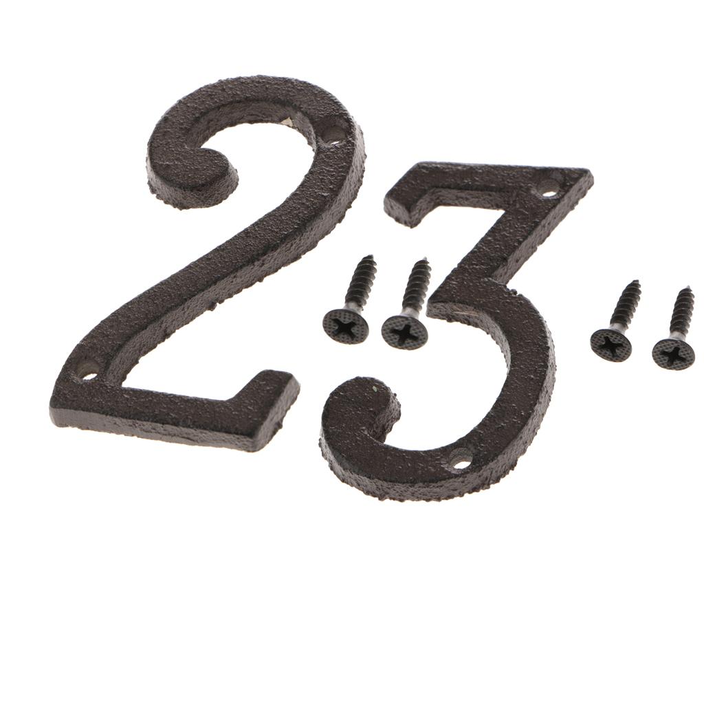 2x Wrought Iron Antique House Door Number Sign Plaque DIY Digit Numbers 2 3