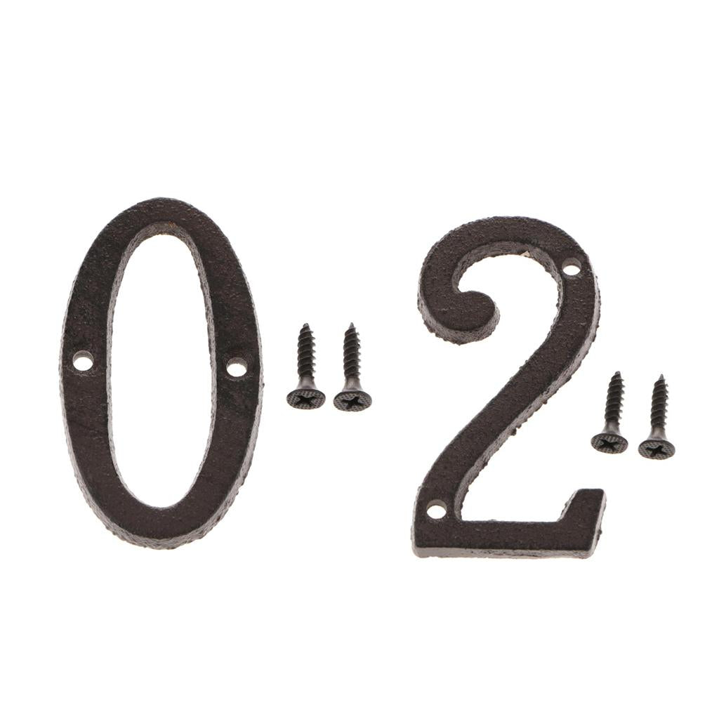 2x Wrought Iron Antique House Door Number Sign Plaque DIY Digit Numbers 2 0