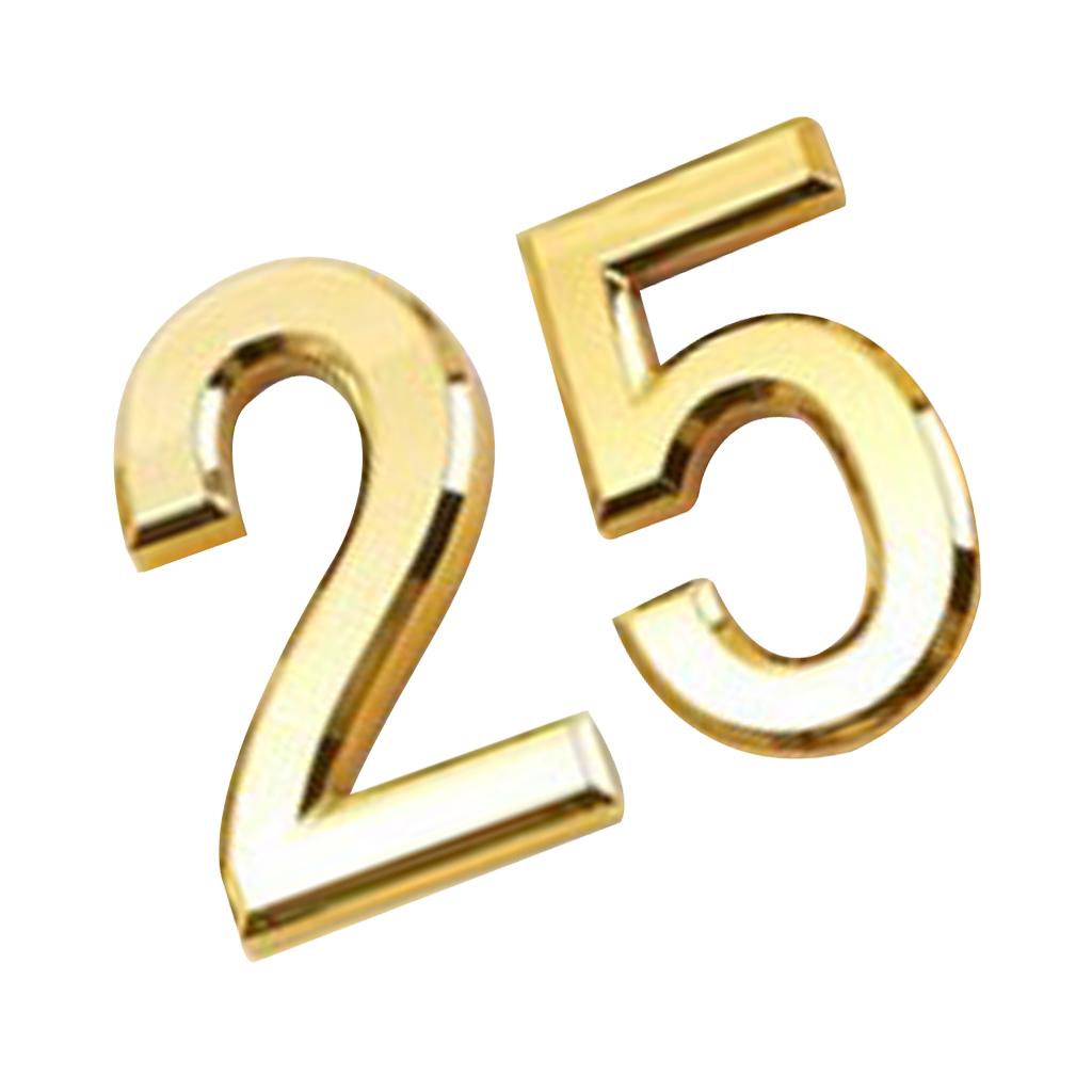 2x Gold Plastic Self-Adhesive Sticky Home Hotel Office Door Number Sign 2 5
