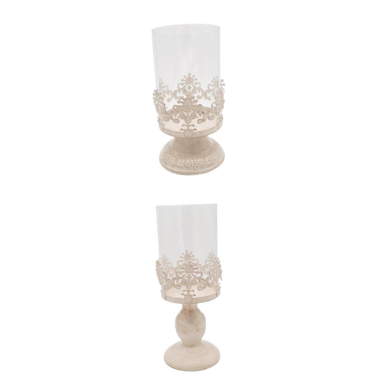 2pcs Pillar Candle Holder with Glass Dome for Home Wedding Valentines Decor