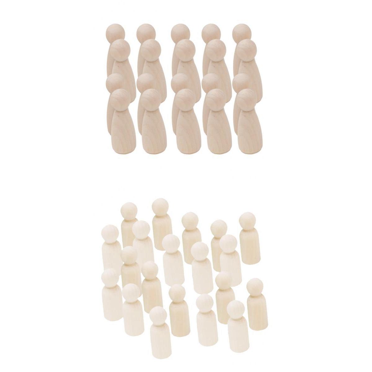 40 Pieces Blank DIY Wood People Peg Dolls Wedding Cake Topper Craft Girl Men