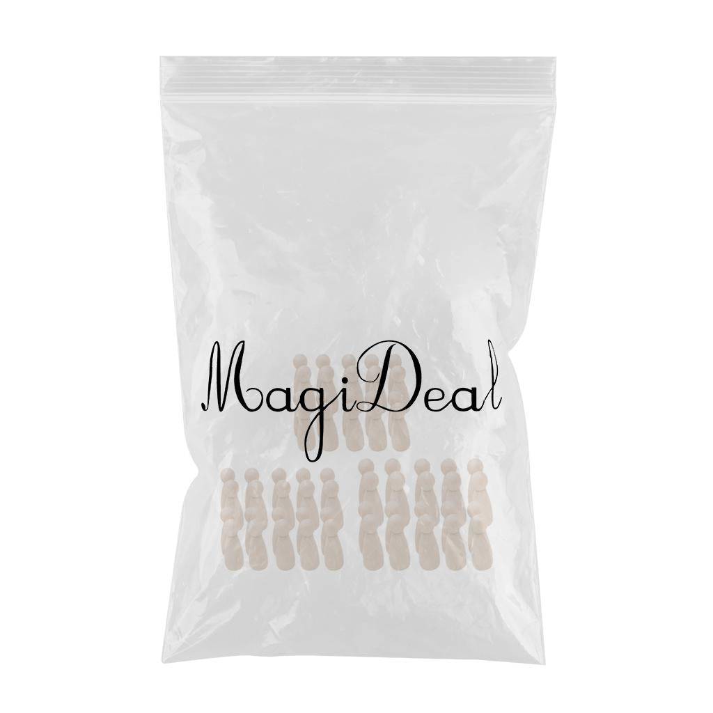 60 Piece 35/43/55mm Girl Blank DIY Wood People Peg Dolls Wedding Cake Topper
