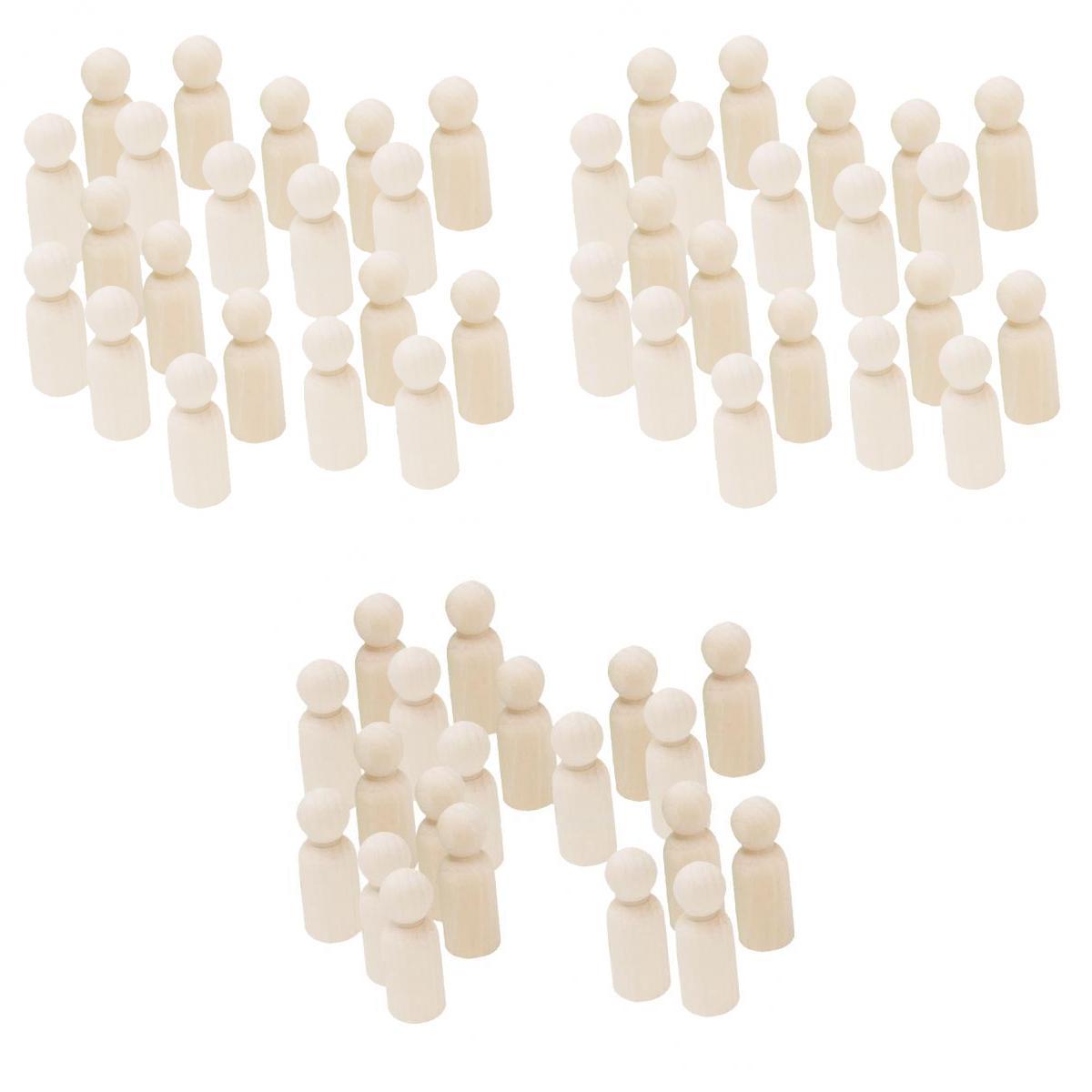 60 Pieces 35/43/55mm Man DIY Wood People Peg Dolls Wedding Cake Topper Craft