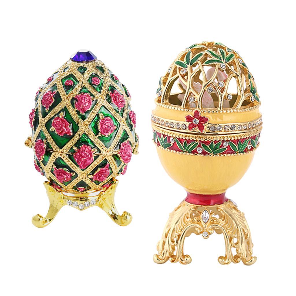 2 Pieces Easter Egg Enamel Jewelry Box Organizer Engagement Wedding Favors