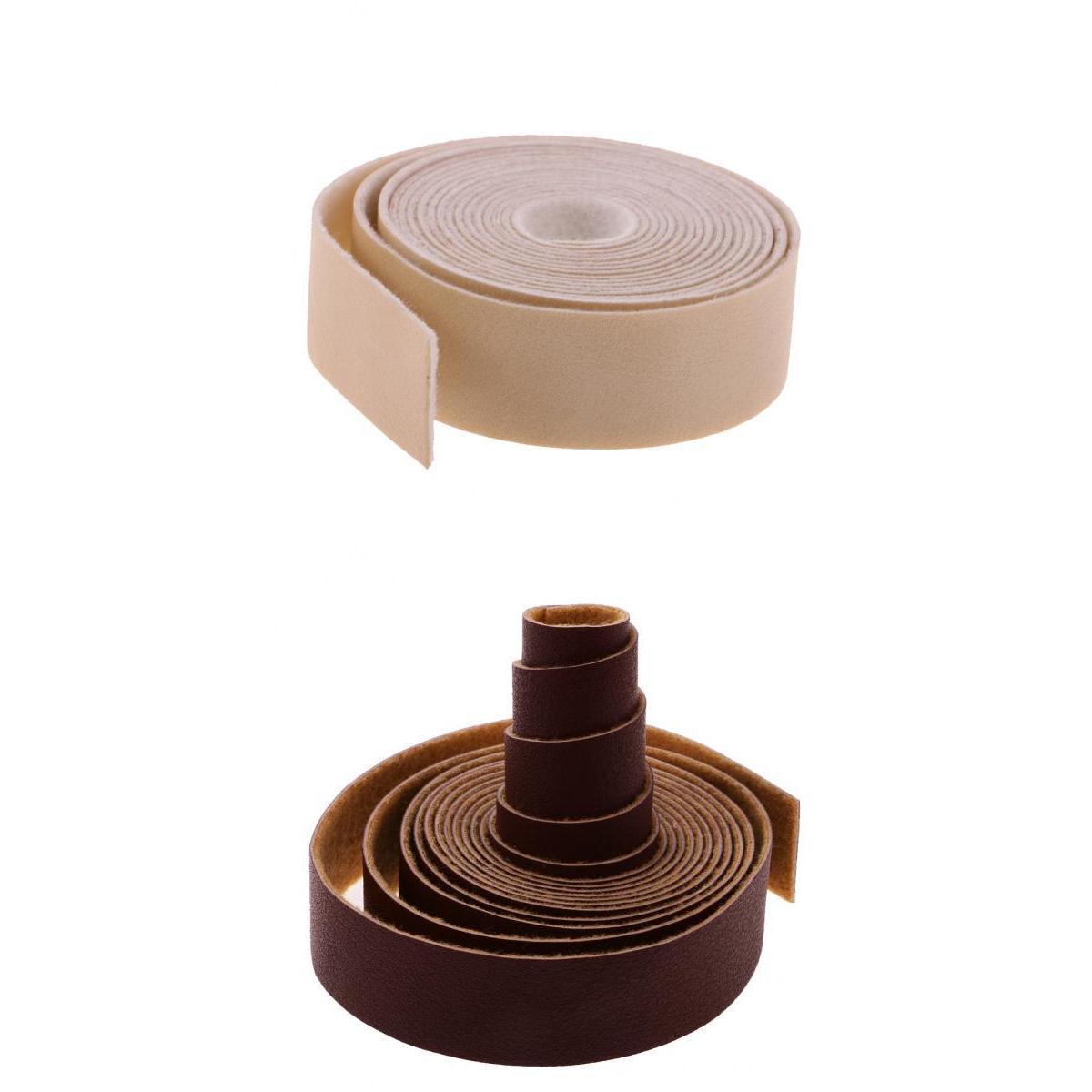 2pcs 10 Meters Long DIY Leather Crafts Straps Strips 2cm Wide Beige/Coffee