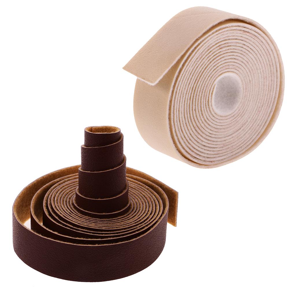 2pcs 10 Meters Long DIY Leather Crafts Straps Strips 2cm Wide Beige/Coffee
