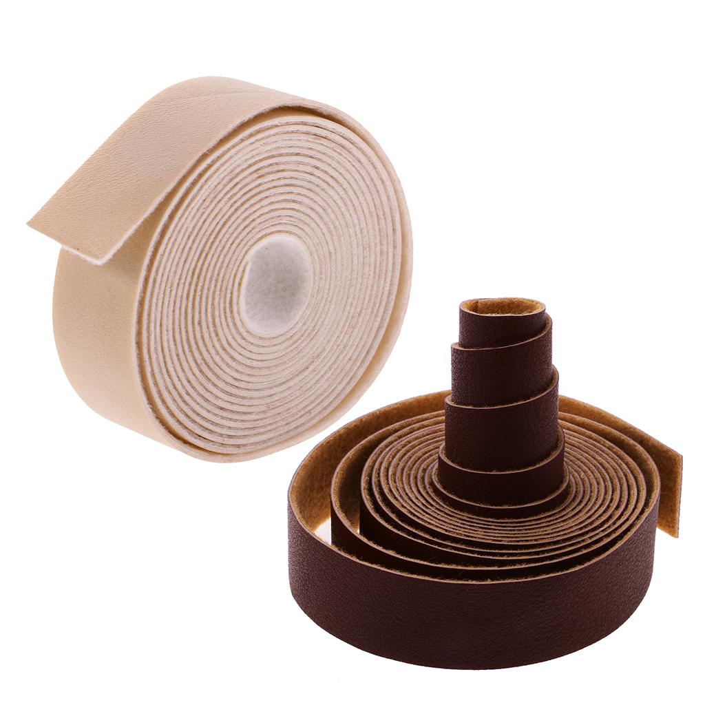 2pcs 10 Meters Long DIY Leather Crafts Straps Strips 2cm Wide Beige/Coffee