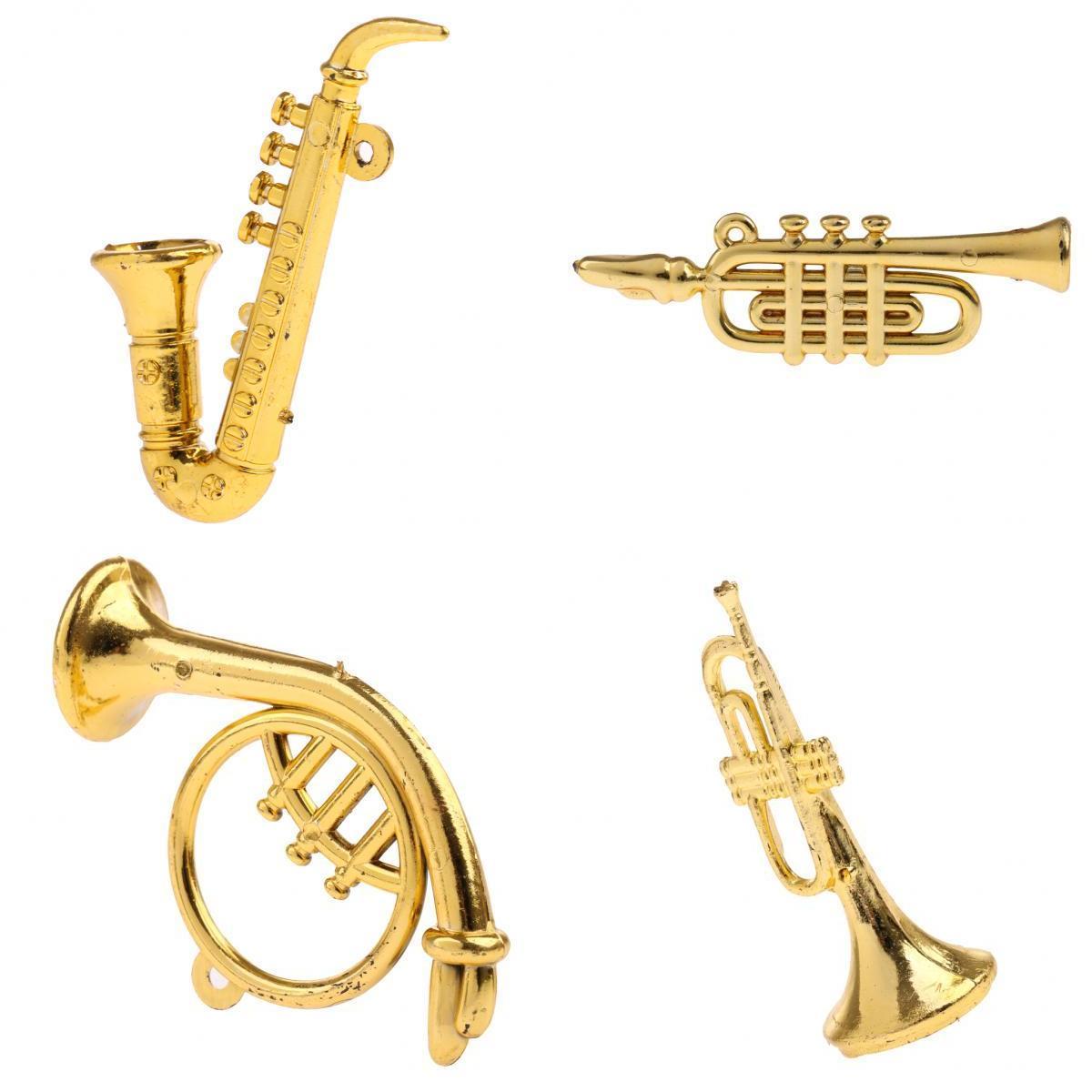 4 Pieces 1/12 Dollhouse Miniature Plastic Musical Instrument Model Accessory