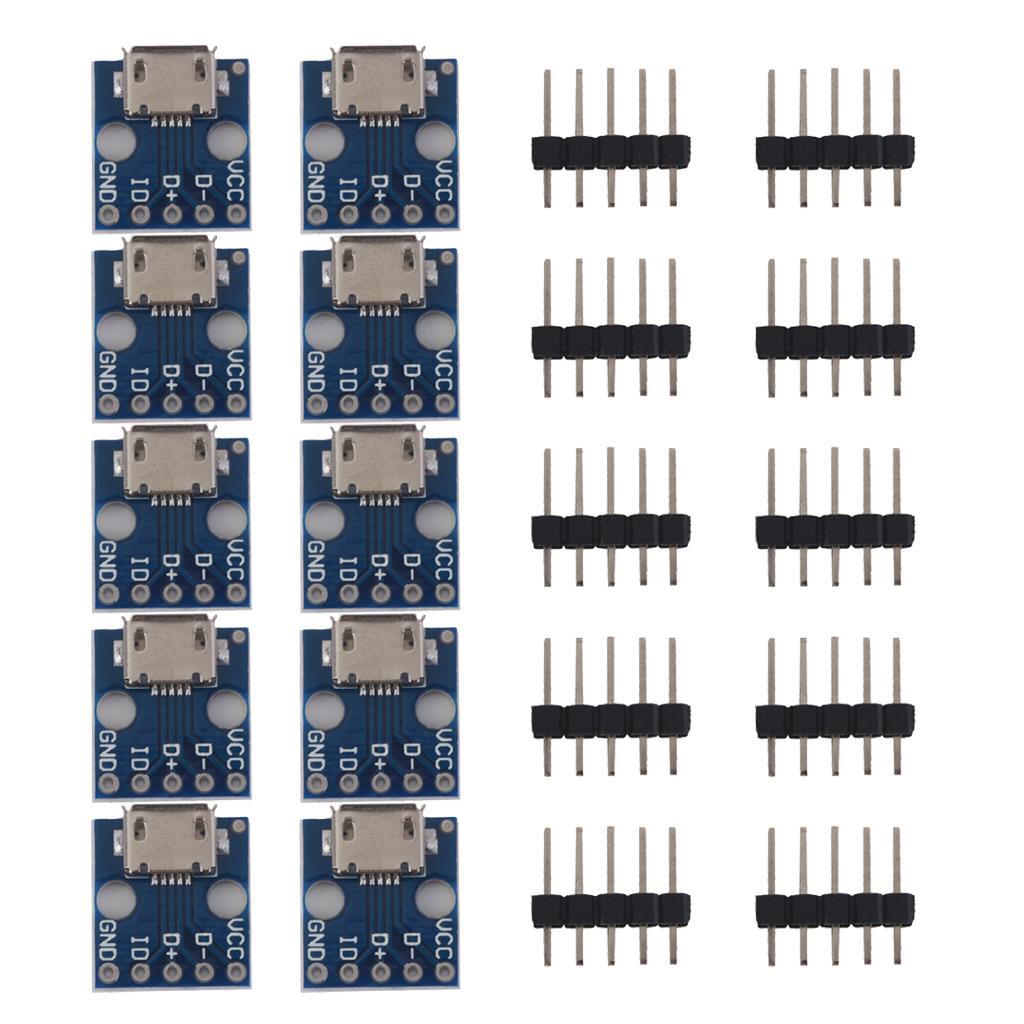 200pcs Female MICRO USB to DIP 5-Pin Pinboard 2.54mm micro USB type
