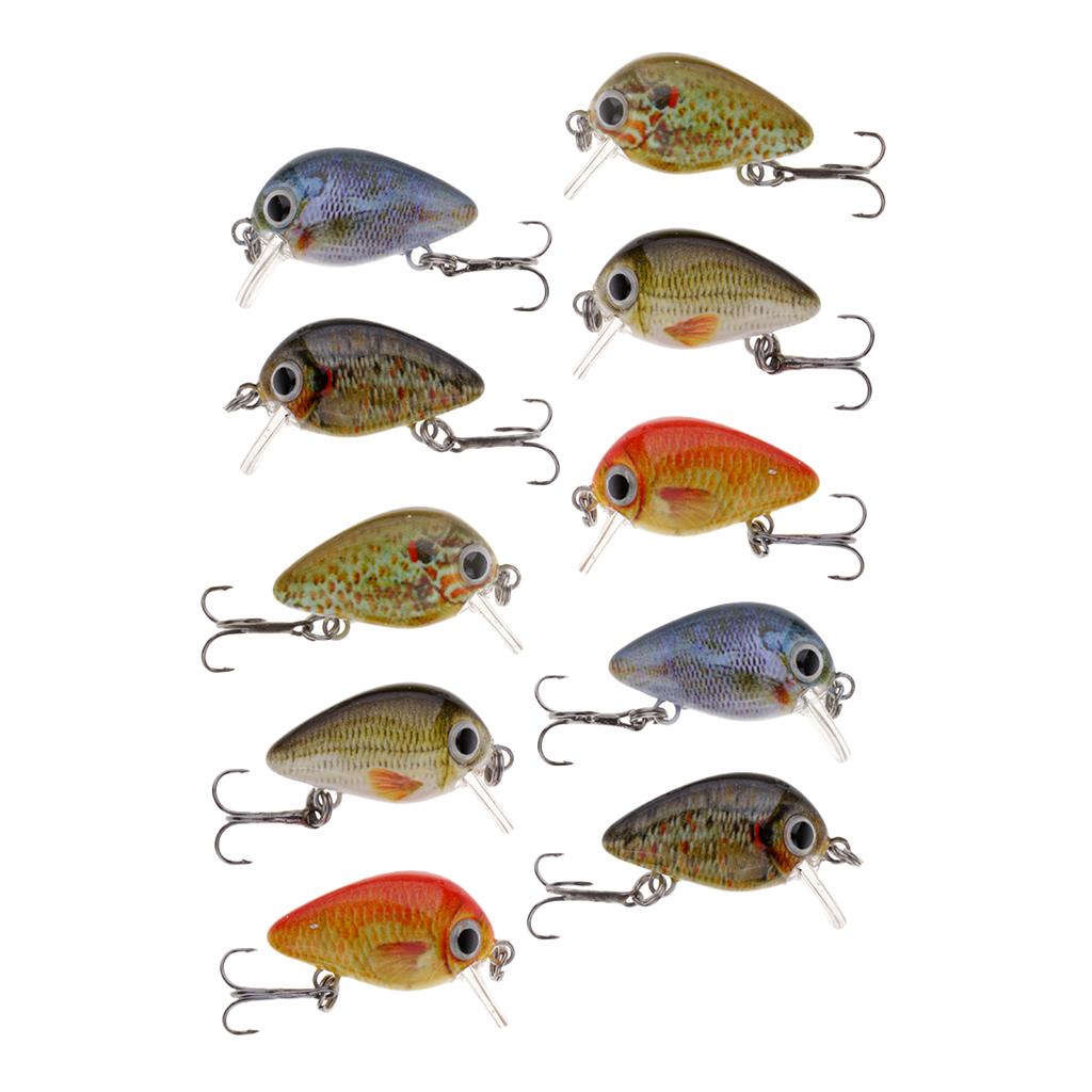 10Pcs Mini Fishing Lures 5 Colors Baits 2.7cm Vibration Minnow Baits w/ Box