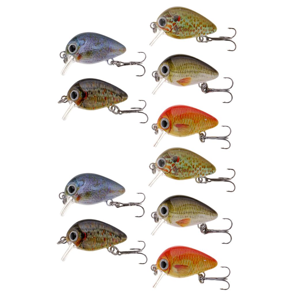 10Pcs Mini Fishing Lures 5 Colors Baits 2.7cm Vibration Minnow Baits w/ Box