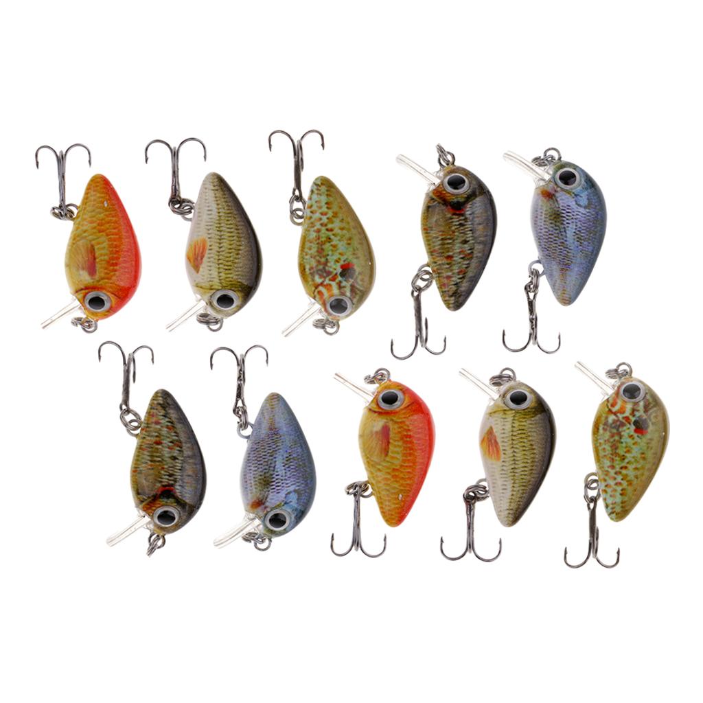 10Pcs Mini Fishing Lures 5 Colors Baits 2.7cm Vibration Minnow Baits w/ Box