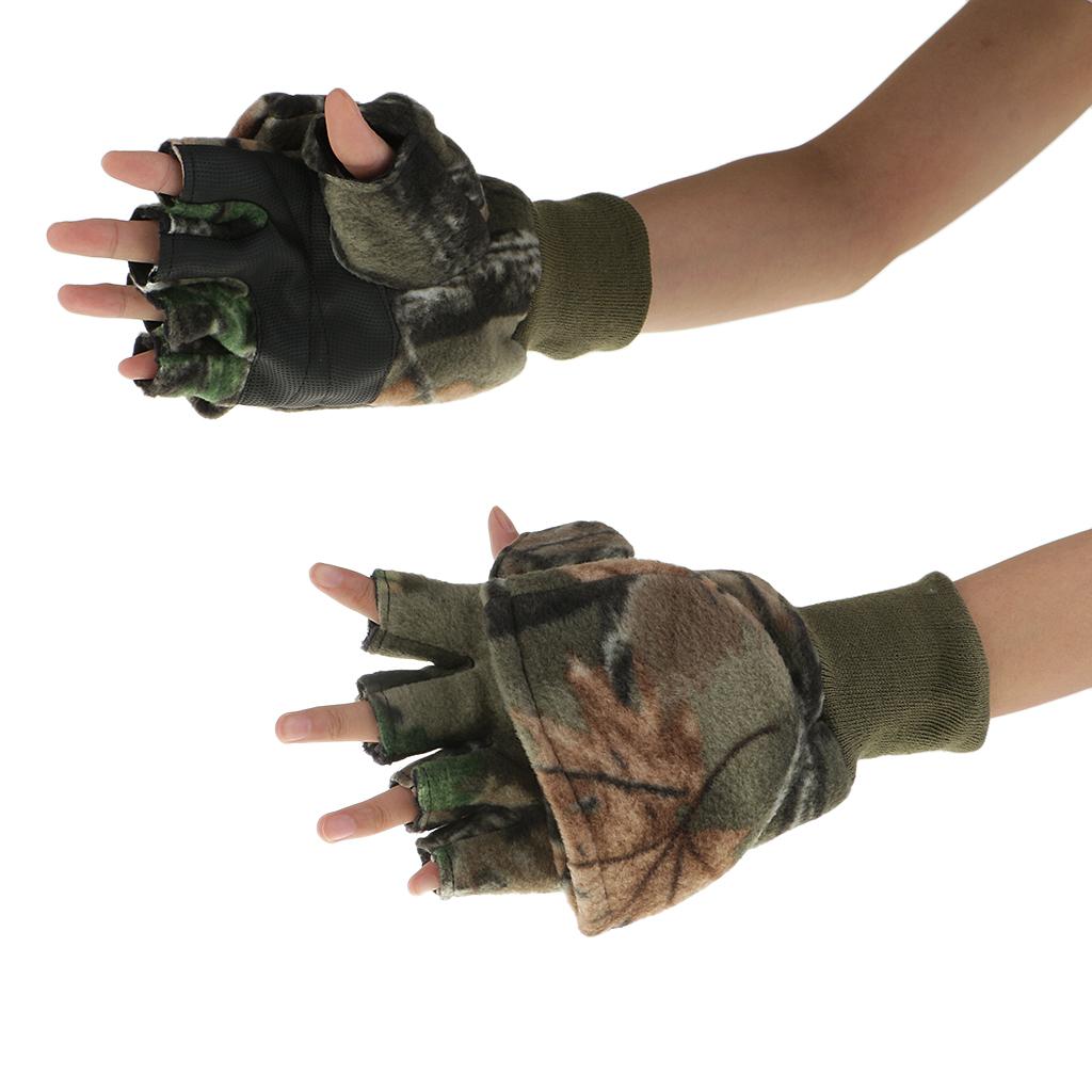 2 Pairs Winter Fishing Gloves Anti Slip Warm Camo Cycling Hunting Gloves