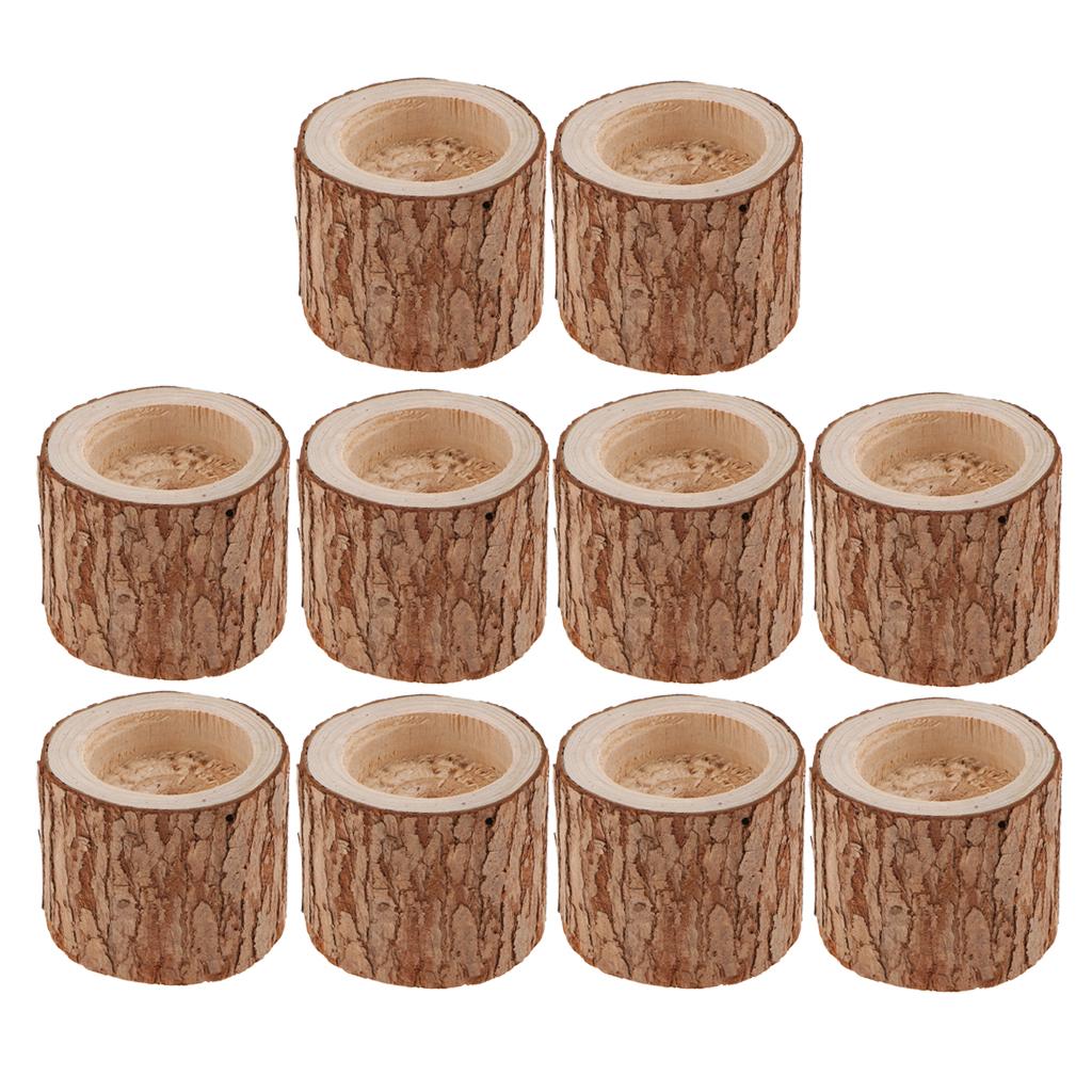 10 x Tree Branch Wooden Tea Light Candle Holder Decorative Ornament 5cm