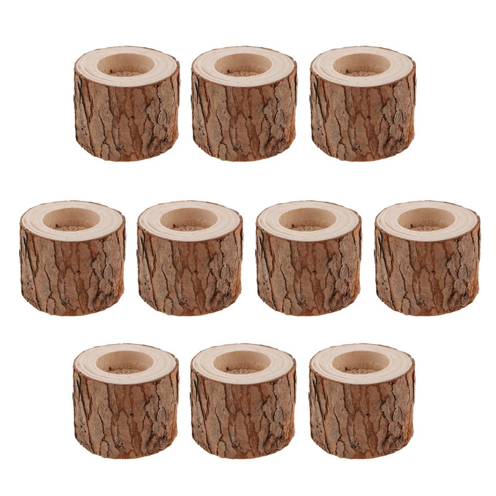 10xTree Stump Candle Holder Wooden Tea Light Candlestick Dinner Wedding 6cm