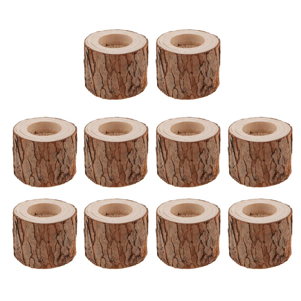 10xTree Stump Candle Holder Wooden Tea Light Candlestick Dinner Wedding 6cm