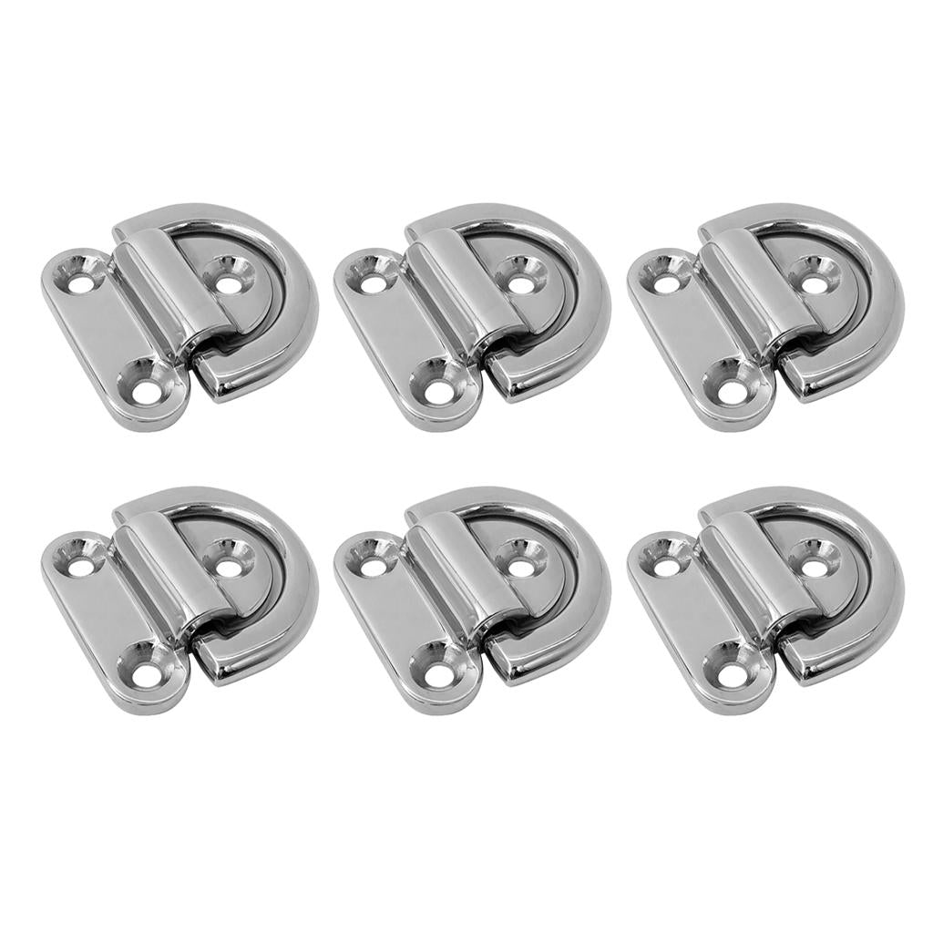 6pcs Folding Pad Eye Deck Lashing Ring Staple Cleat for Trailer Marine Boat