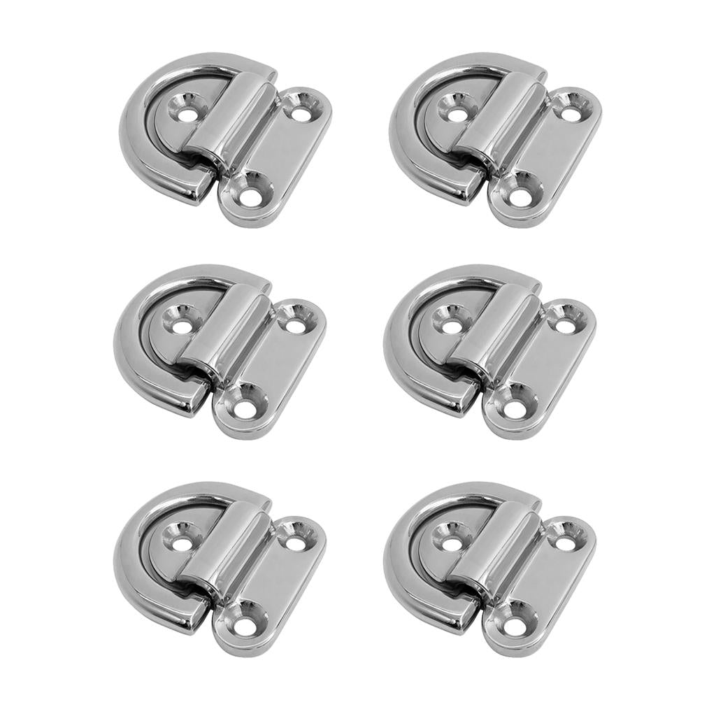 6pcs Folding Pad Eye Deck Lashing Ring Staple Cleat for Trailer Marine Boat
