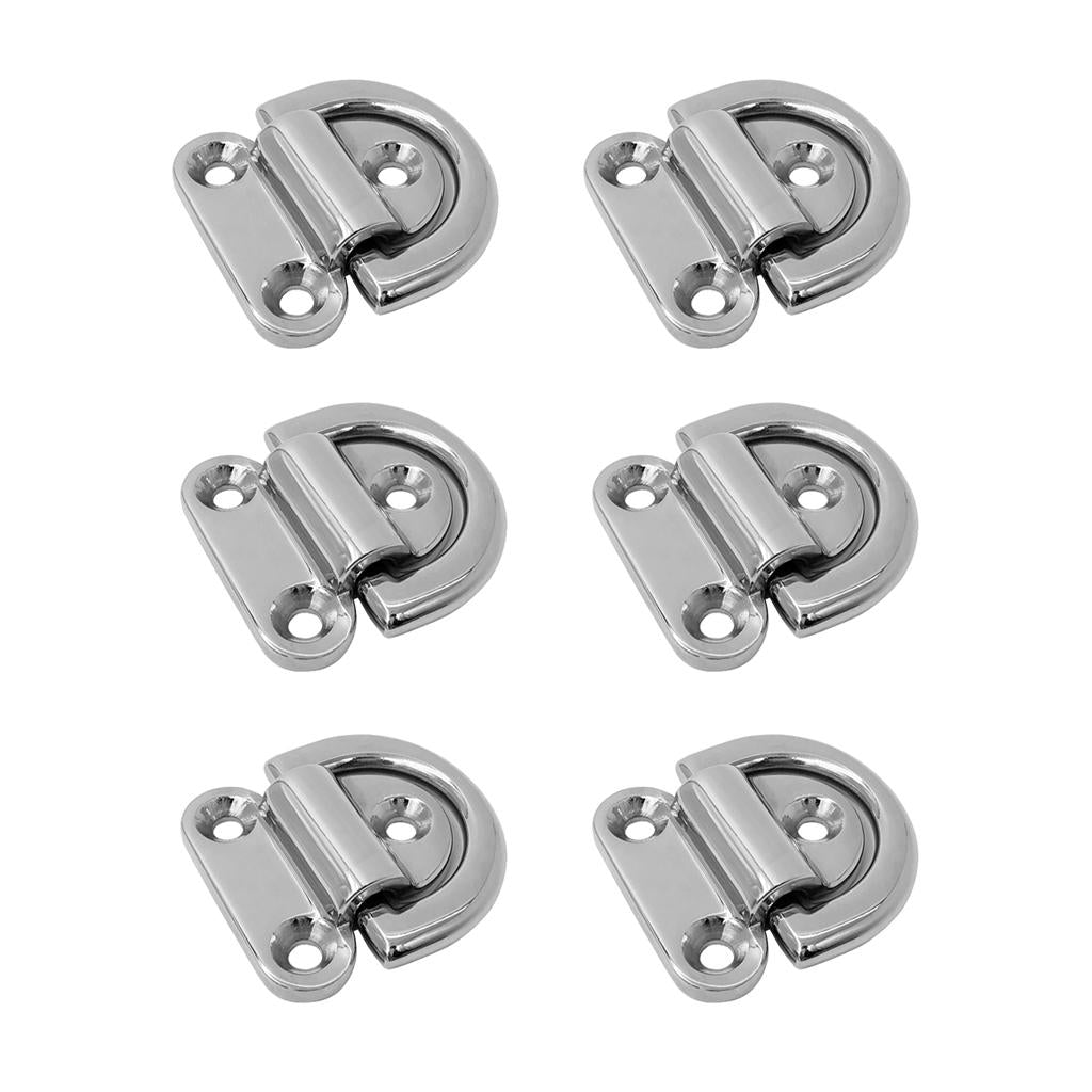 6pcs Folding Pad Eye Deck Lashing Ring Staple Cleat for Trailer Marine Boat