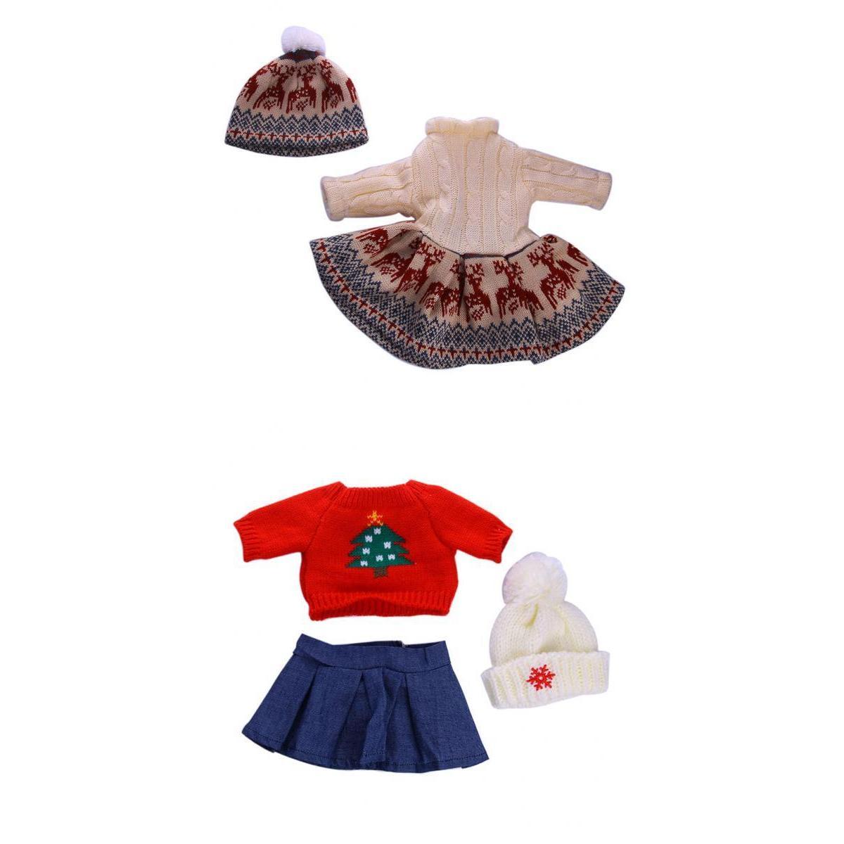 18'' Doll Knitwear Sweater Winter Dress Hat Set for Doll