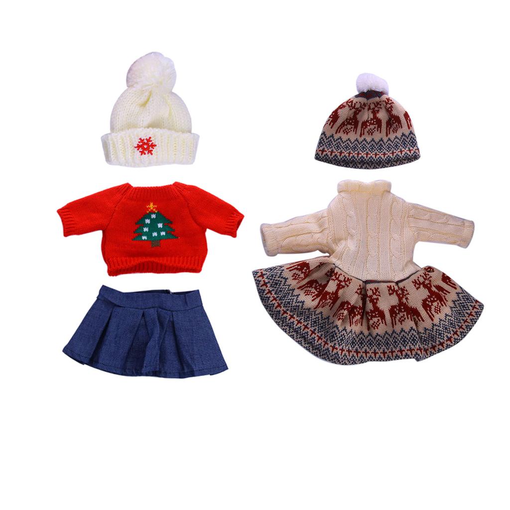 18'' Doll Knitwear Sweater Winter Dress Hat Set for Doll