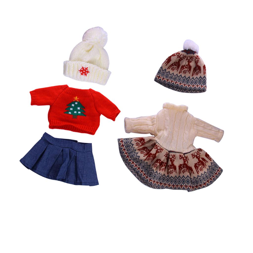 18'' Doll Knitwear Sweater Winter Dress Hat Set for Doll