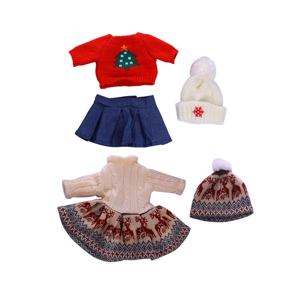 18'' Doll Knitwear Sweater Winter Dress Hat Set for Doll