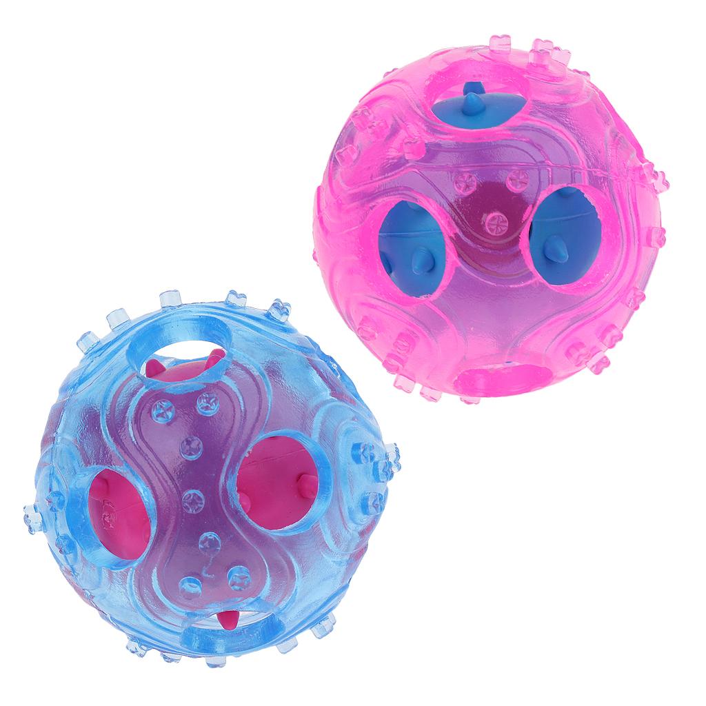 2 Pcs Interactive Dog IQ Treat Food Dispensing Toys Durable Chewing Ball