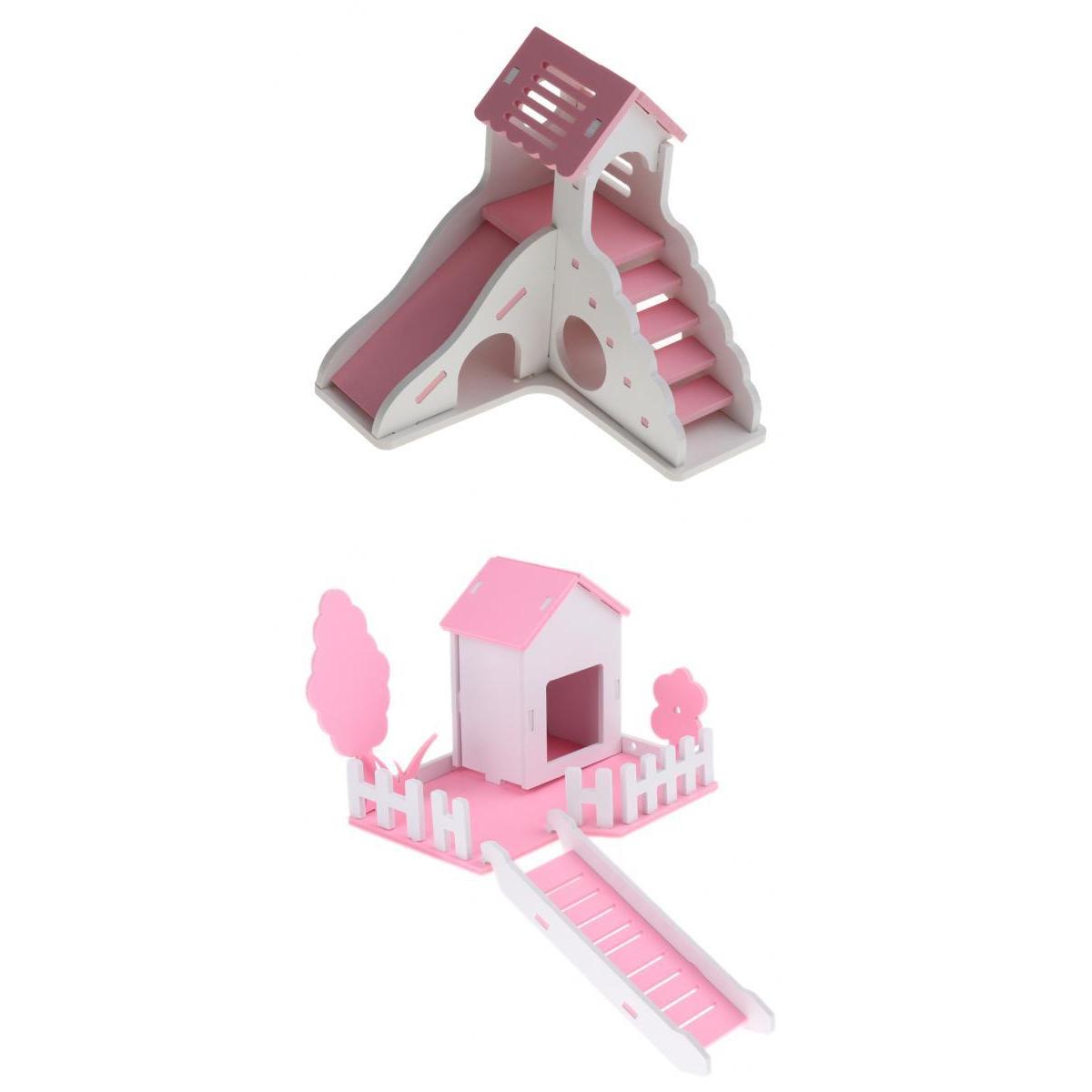 2 Pcs House Villa Cage Exercise Toys for Hamster Hedgehog Mouse Guinea Pig