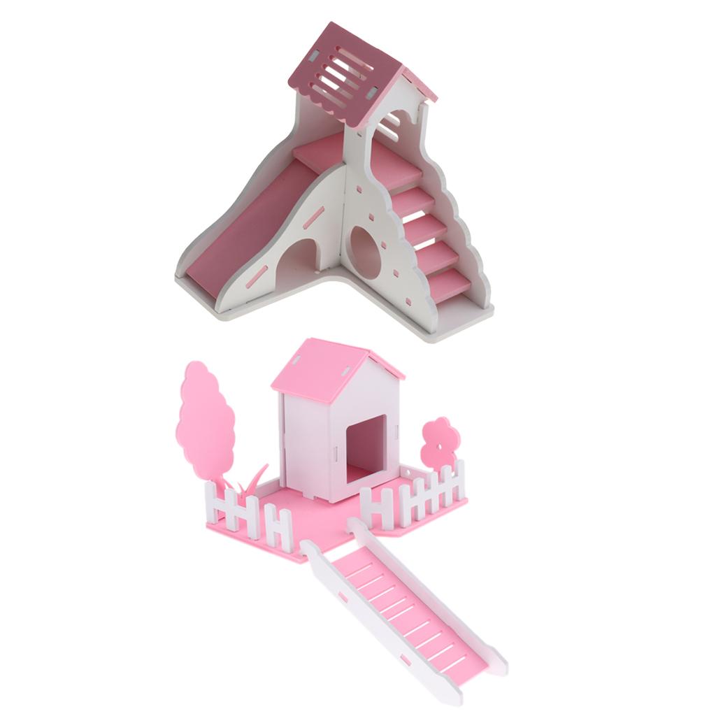 2 Pcs House Villa Cage Exercise Toys for Hamster Hedgehog Mouse Guinea Pig