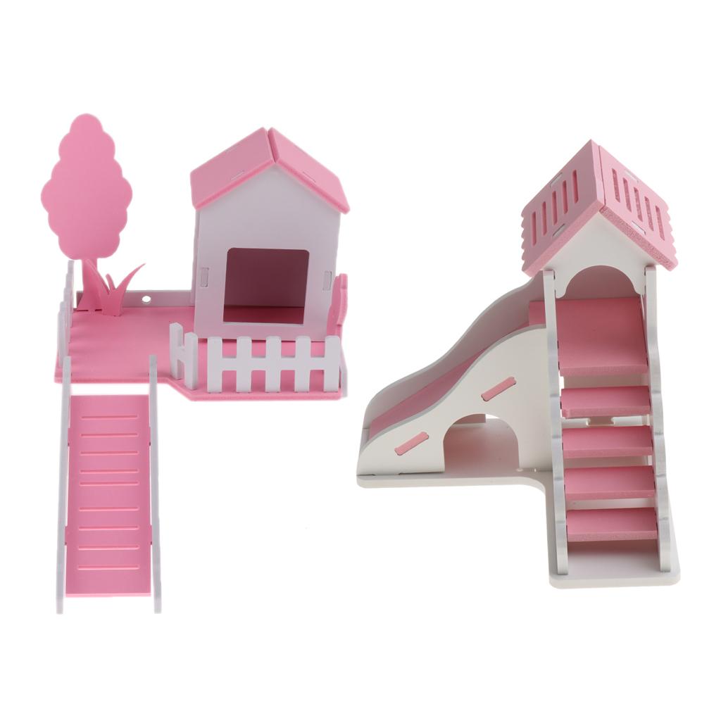 2 Pcs House Villa Cage Exercise Toys for Hamster Hedgehog Mouse Guinea Pig
