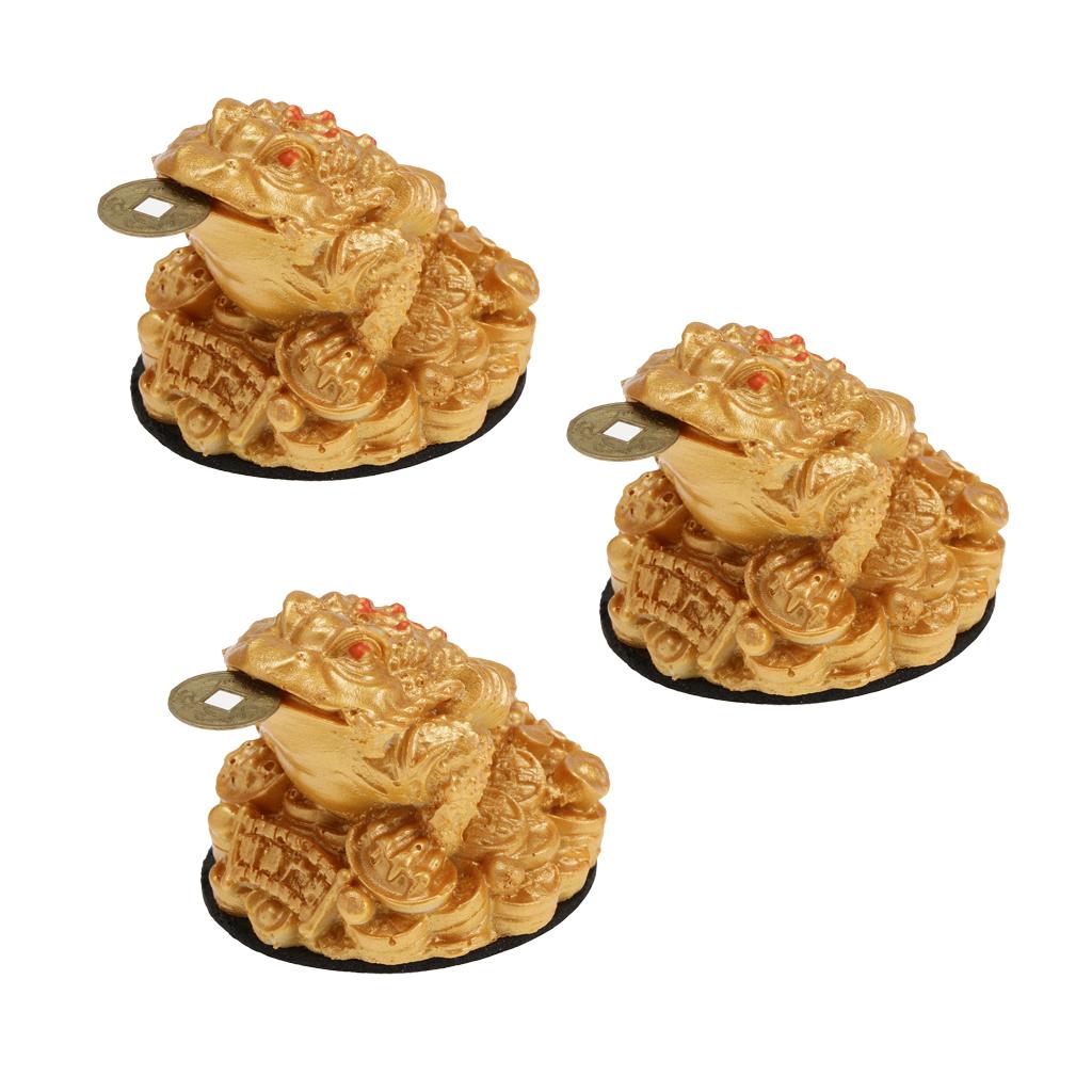 3x Fengshui Money Lucky Fortune Oriental Chinese Wealth Frog Toad Coin Decor
