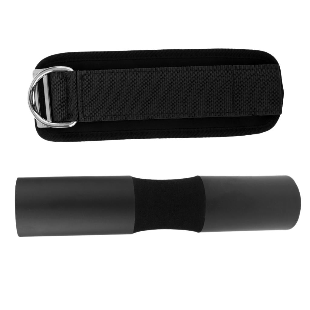 Barbell Squat Pad Neck Shoulder Protector Fitness Ankle Strap Band Black