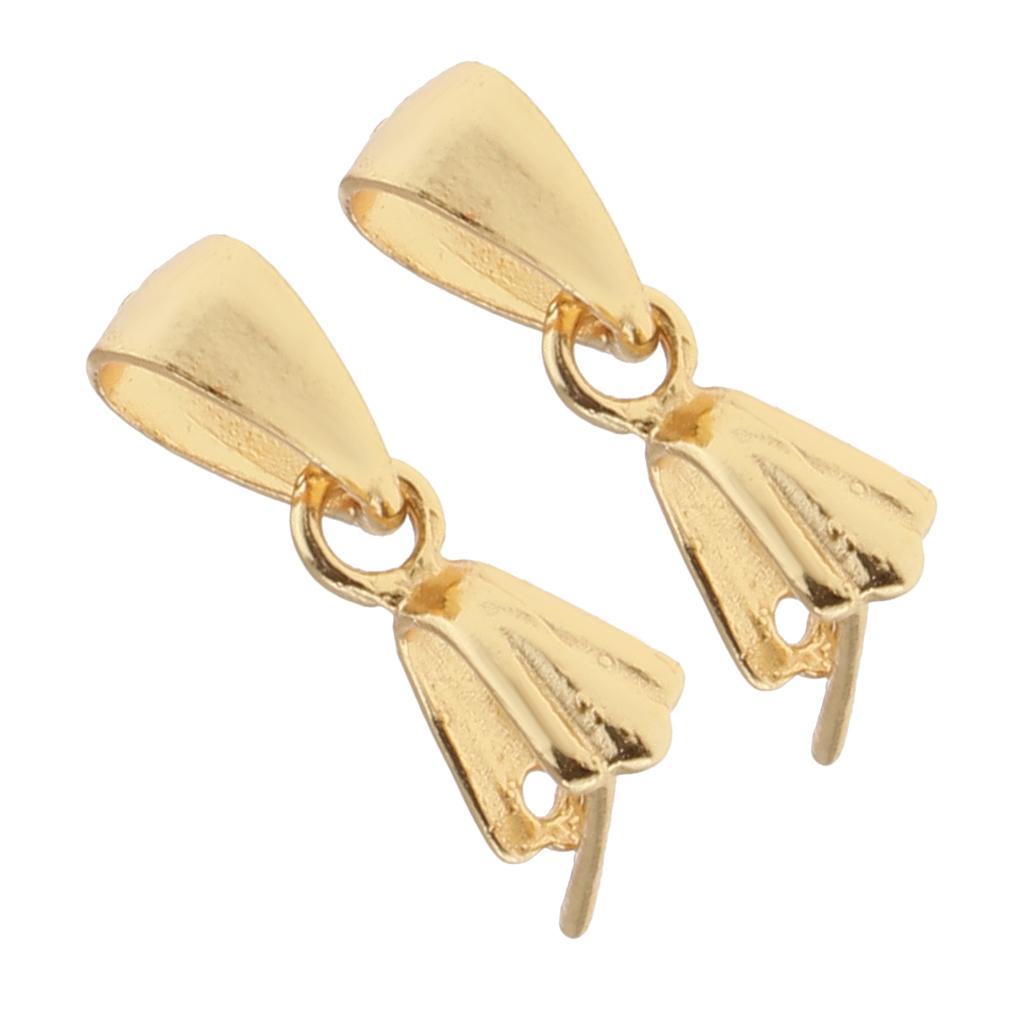 2 Pieces 925 Sterling Silver Pinch Clip Bail Clasp Connector Gold 4.5mm