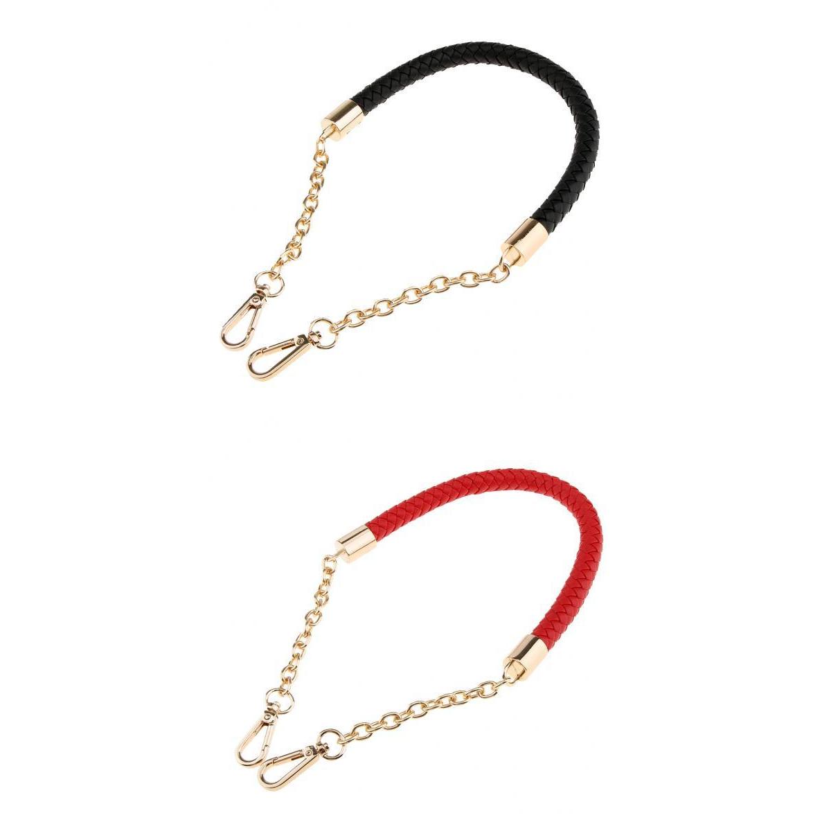 2 Piece Metal PU Leather Braided Bag Strap Handle Bag Chain Replacement 60cm