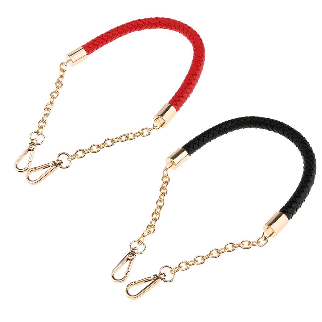 2 Piece Metal PU Leather Braided Bag Strap Handle Bag Chain Replacement 60cm