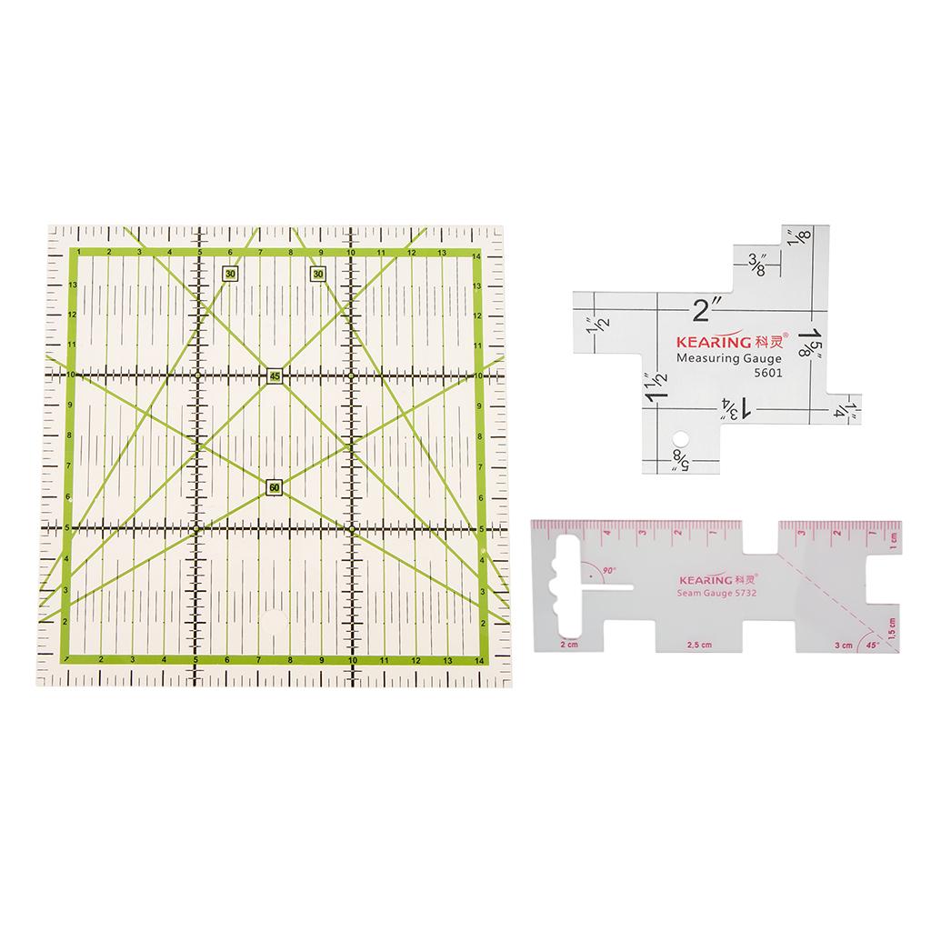3pcs PVC Patchwork Quilting Measuring Gauge Ruler - Sewing Measurement Tool