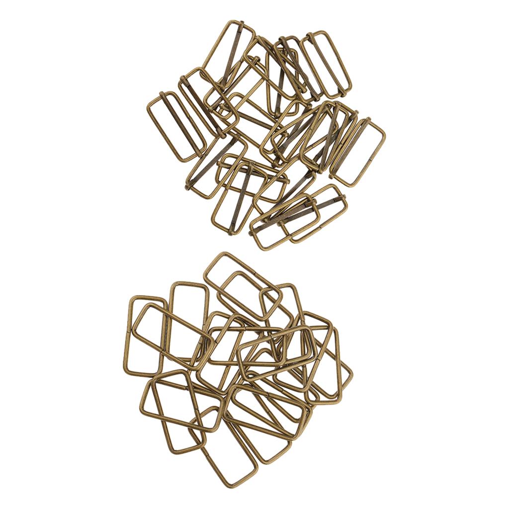 40 Pieces 38mm Metal Adjustable Buckle Connector for Bag Strap Bronze