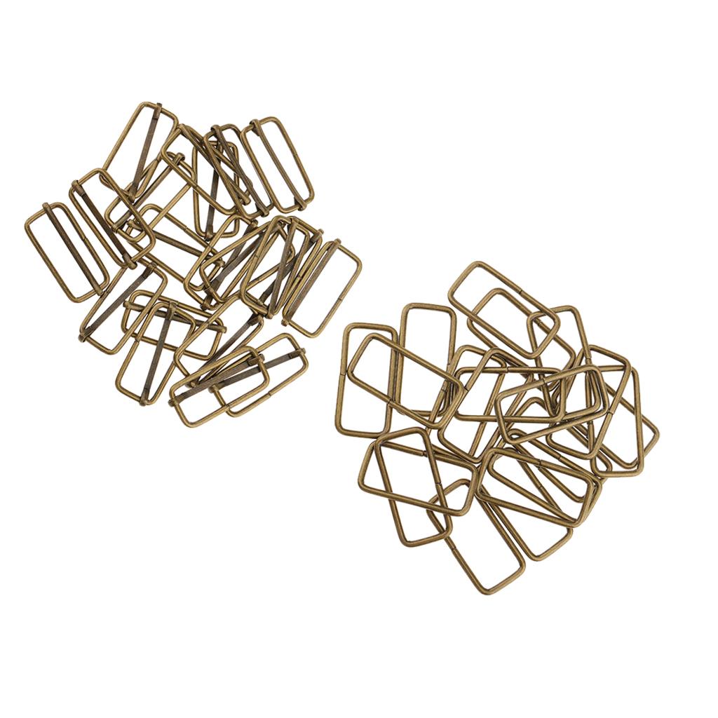 40 Pieces 38mm Metal Adjustable Buckle Connector for Bag Strap Bronze