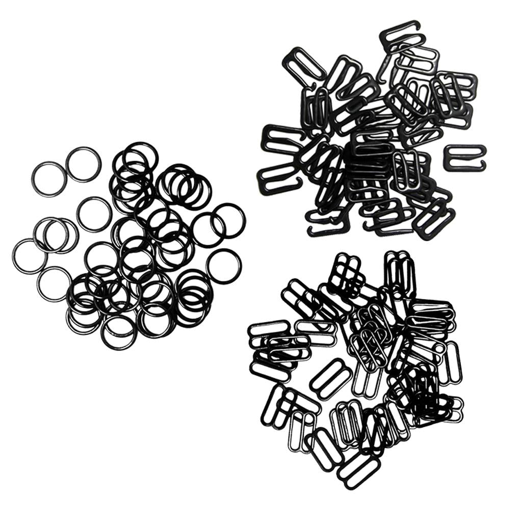 300pcs 3 Style Black Metal Bra Lingerie Strap Sewing Clip Slider 10mm 12mm