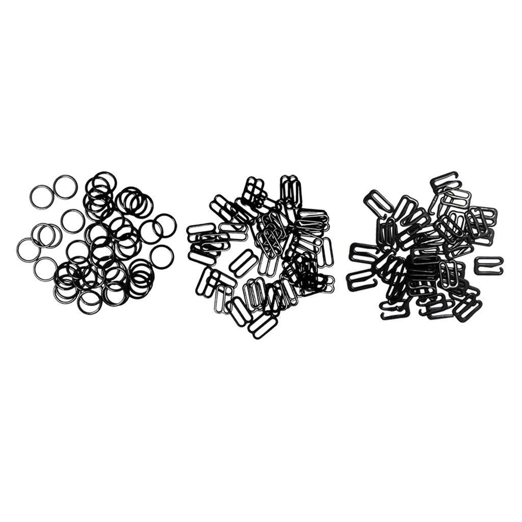 300pcs 3 Style Black Metal Bra Lingerie Strap Sewing Clip Slider 10mm 12mm