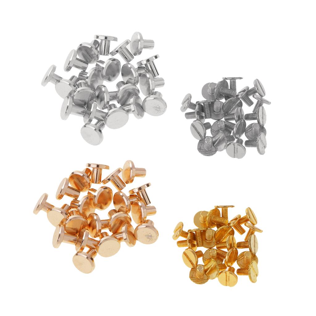 40 Sets 8mm Round Rivet Screw Studs Leather Craft Accessories Gold Silver