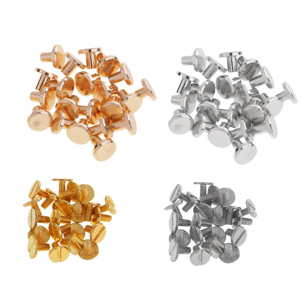40 Sets 8mm Round Rivet Screw Studs Leather Craft Accessories Gold Silver
