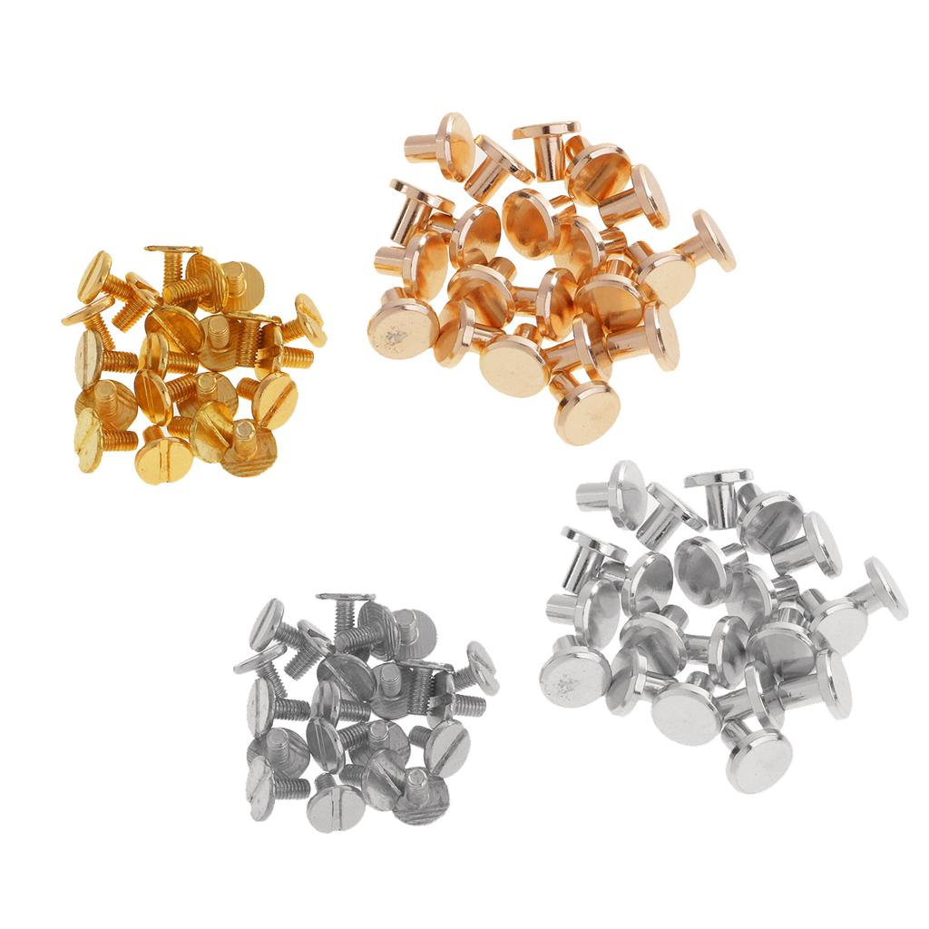 40 Sets 8mm Round Rivet Screw Studs Leather Craft Accessories Gold Silver