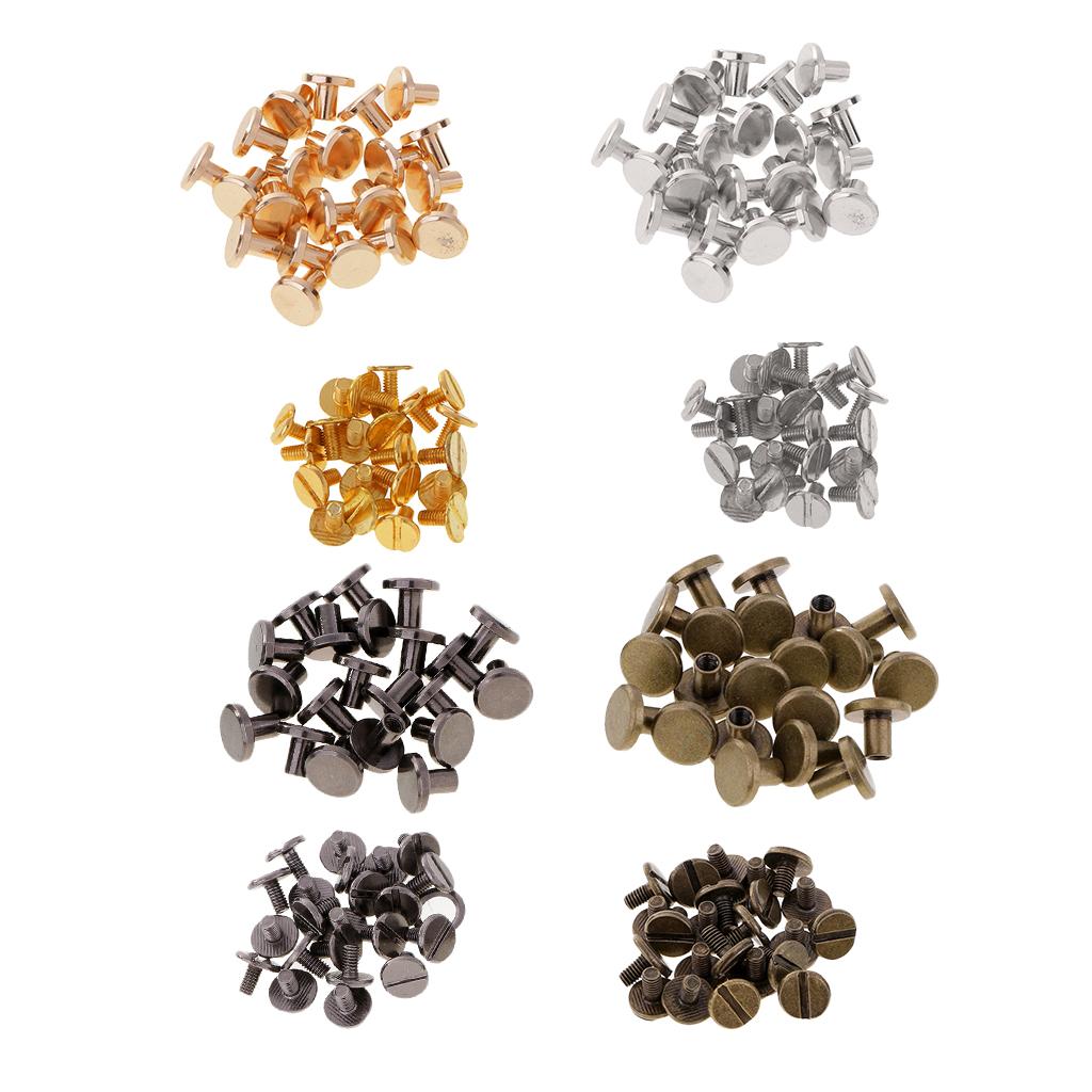 80 Sets Round Rivet Screw Studs Chicago Screw for Leather Craft Accessories